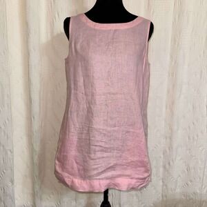 Pure Jill 100% Linen Tunic Top Pastel Pink Sleeveless Pocket Scoop XS Petite